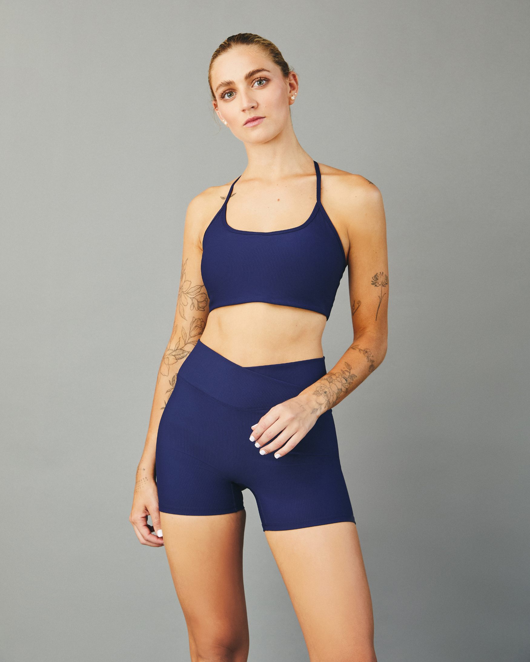 Sujetador Deportivo Mujer Sujetador Triangular Relleno Fijo Azul