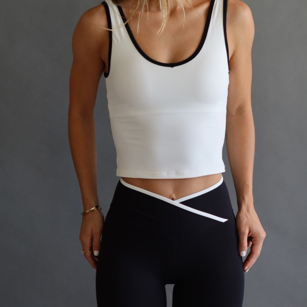 Leggings short retro V negro