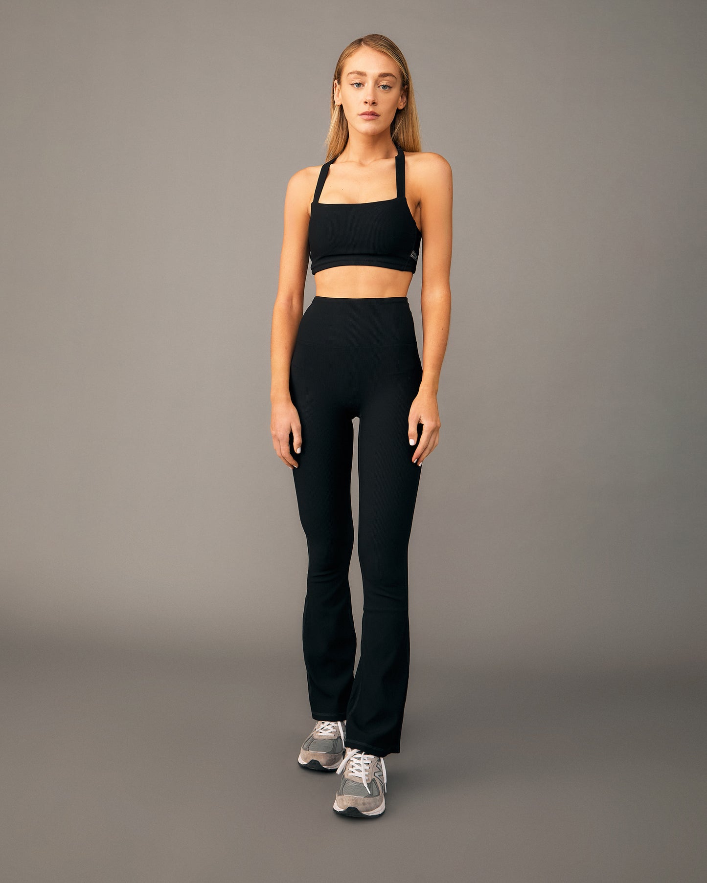 Leggings flare rib negro