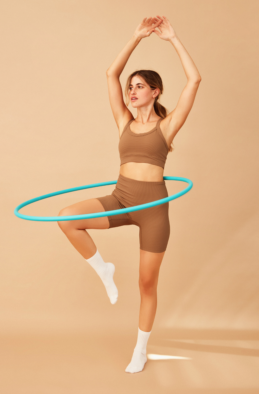Leggings short rib café beige